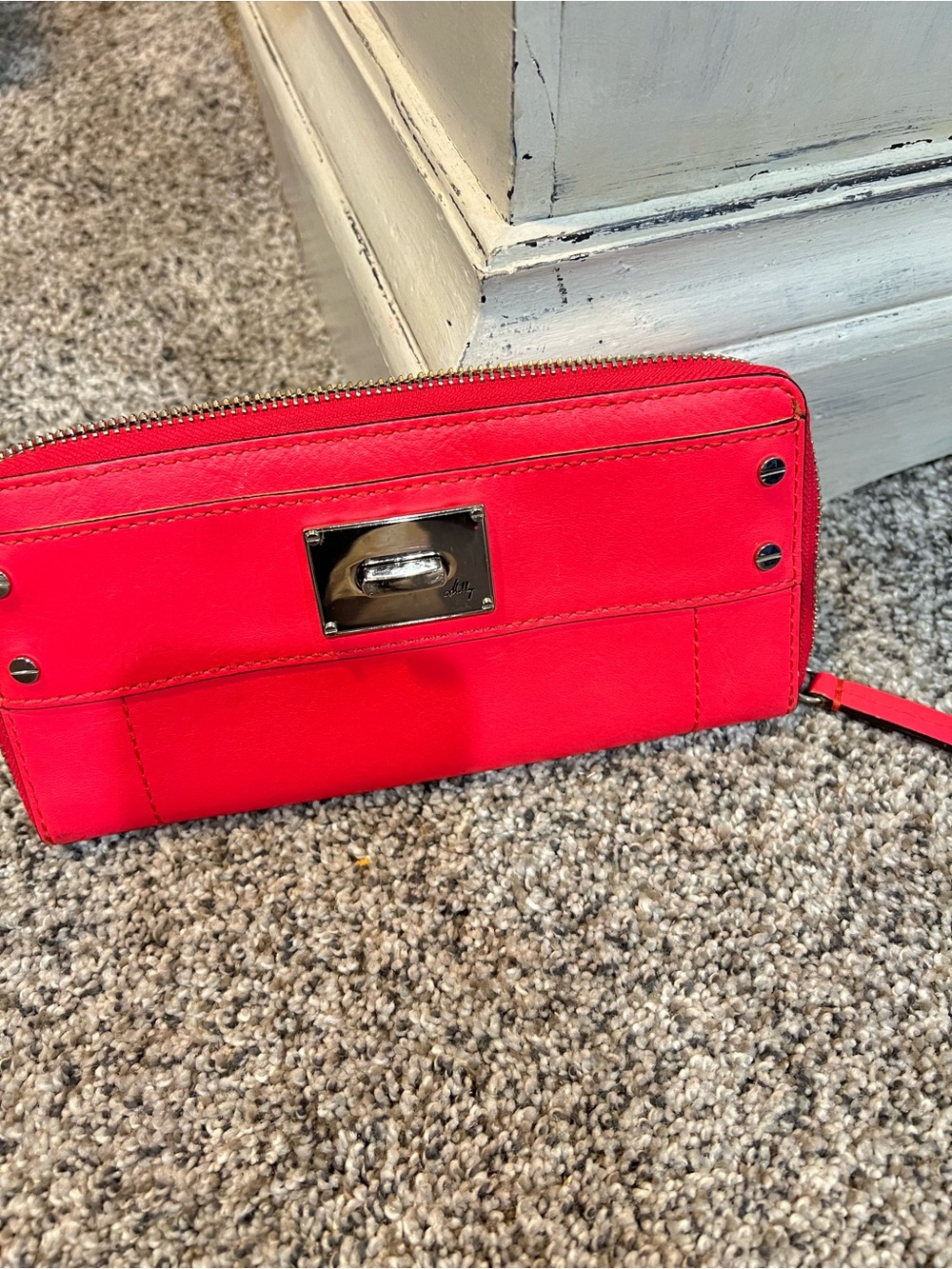 Milly Hot Pink Leather Wallet with Silver Plate
